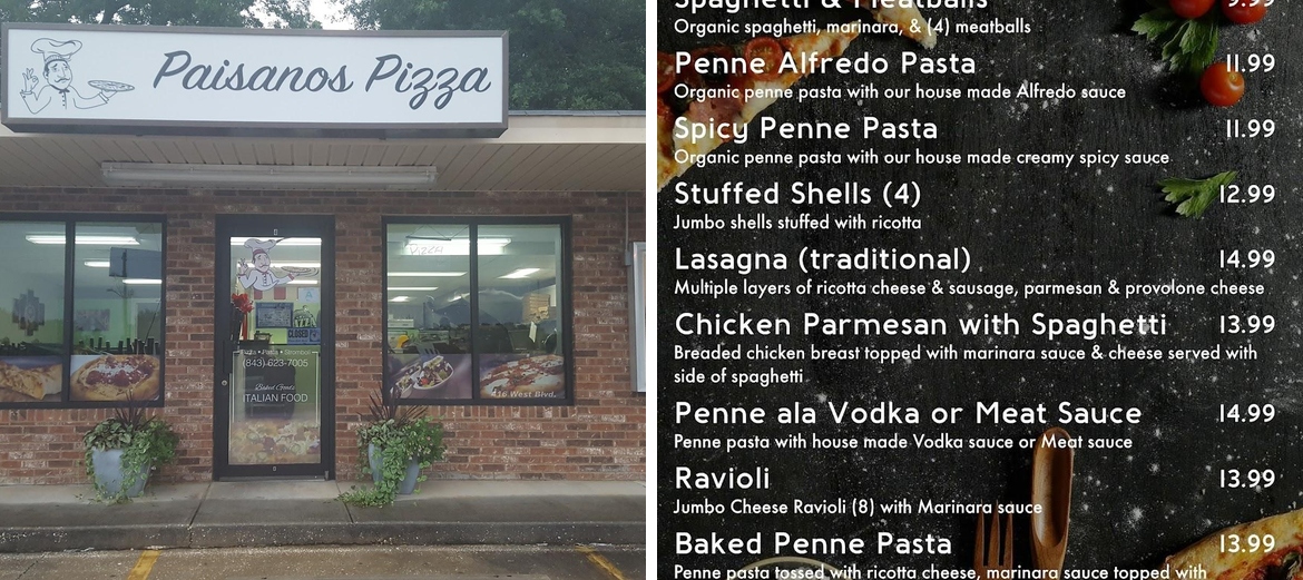 Paisanos Pizza Menu